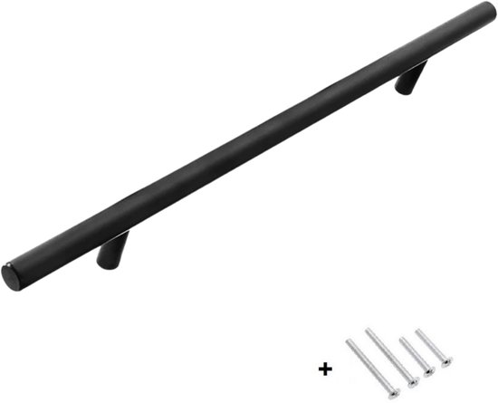 Poignée ronde noire de 35 cm avec quatre vis.