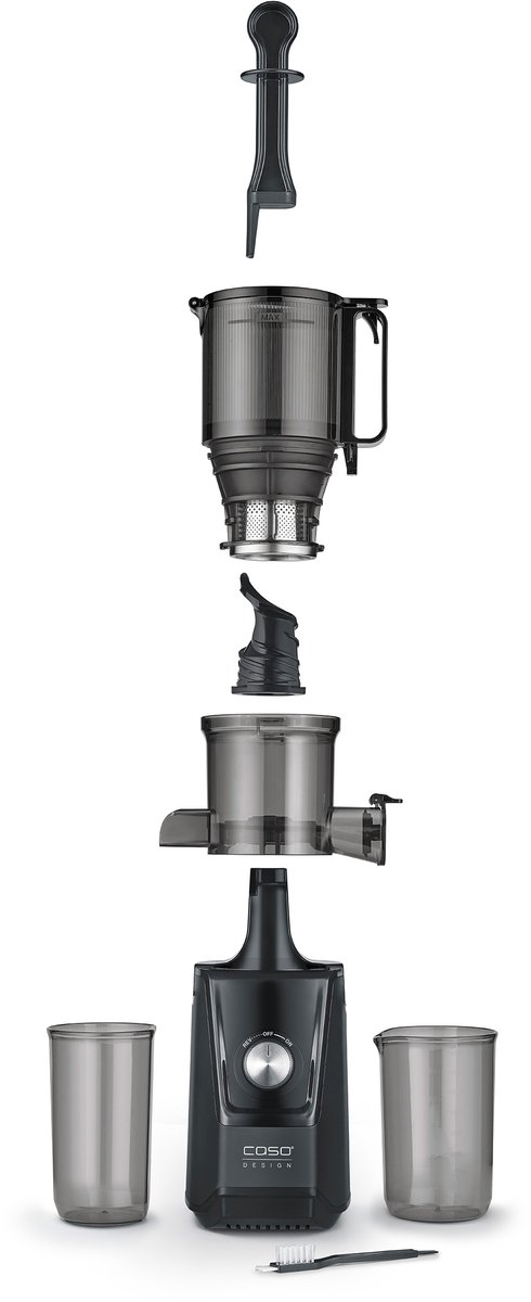 CASO Juice Fit Slow Juicer – 200W – Matt Zwart – XL Vulopening Ø105 mm – 800 ml Sap- en Pomace container van Caso Design — afbeelding 3