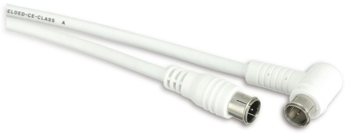 F-quick (m) recht - F-quick (m) haaks coaxkabel - wit - 2,5 meter
