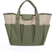Sac à outils de jardin - Avec 9 poches - Sac à Outils de jardin - Sac de rangement pour outils de jardin - Grande capacité - Sac à outils - 48 x 18 x 30 cm - Polyester - Vert et kaki