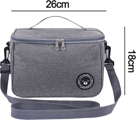 1 stuk Lunch Bag - Lunchtas - Koeltassen - Picknicktas - Handvat Riem - Oxford-doek - waterdicht - Geïsoleerde Koeltas - 26*17*18cm - grijs van Merkloos — afbeelding 2