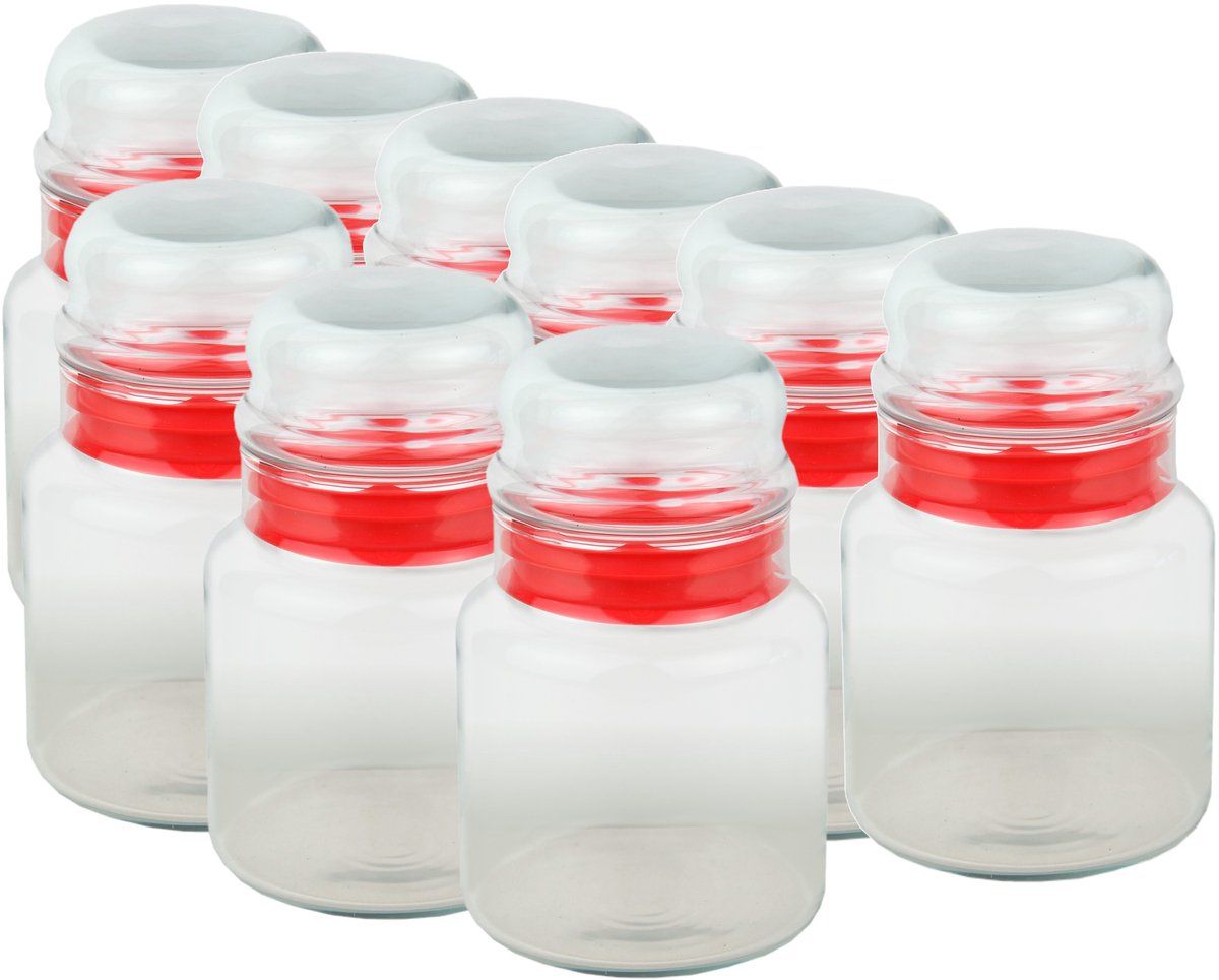 Set van 9 Prestige voorraadpotten - 290 ml kristallen glazen voorraadpot met smaakdop