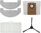Kits voor robotstofzuiger: twee dweilpads, een stofzak, een HEPA-filter en een zijborstel.