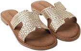 Lazamani - Slippers Flor pour femme en Cuir Gold - Pointure 40