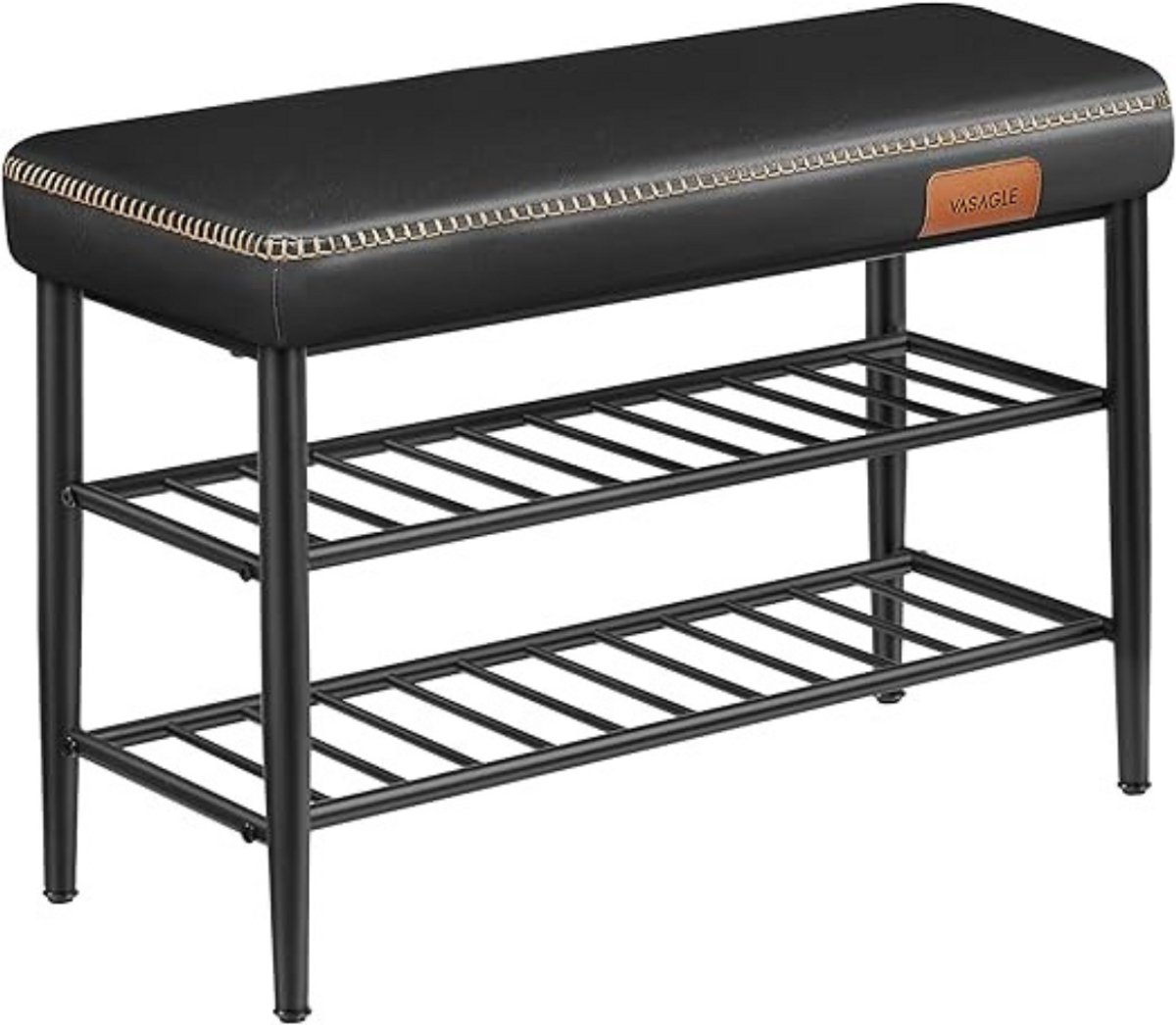 MAZAZU Schoenenbank met zitting - Schoenenrek voor 6 paar - Halbankje - Zwart - 80x30x50 cm