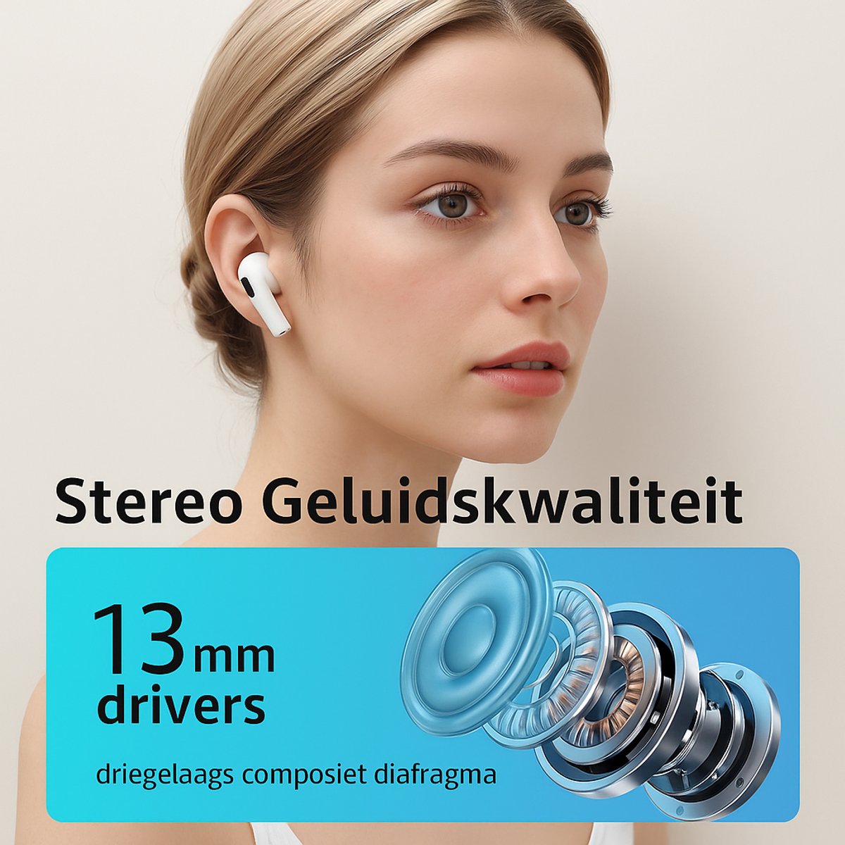 Draadloze oordopjes - In Ear oordopjes - Met Noise Cancelling - Bluetooth 5.4 - Extra Dopjes - Perfect voor bellen en muziek luisteren - Touch control thumbnail 5