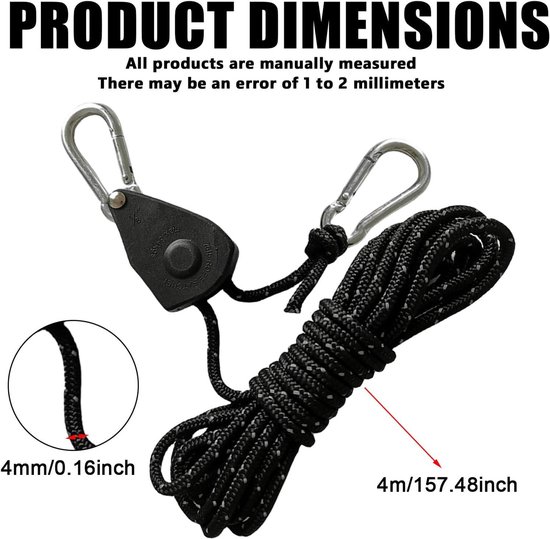 Lot De 4 Cordes De Tente Réfléchissantes 4m Avec Tendeur Et Crochet - Haubans Camping