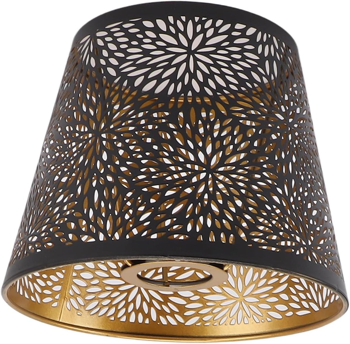 Metalen Trommellampenkap E26 E27 Bosboomstijl Uitgehold Decoratieve Lampenkapafdekking met Binnengoudpatroon voor Tafelmuurplafondlamp