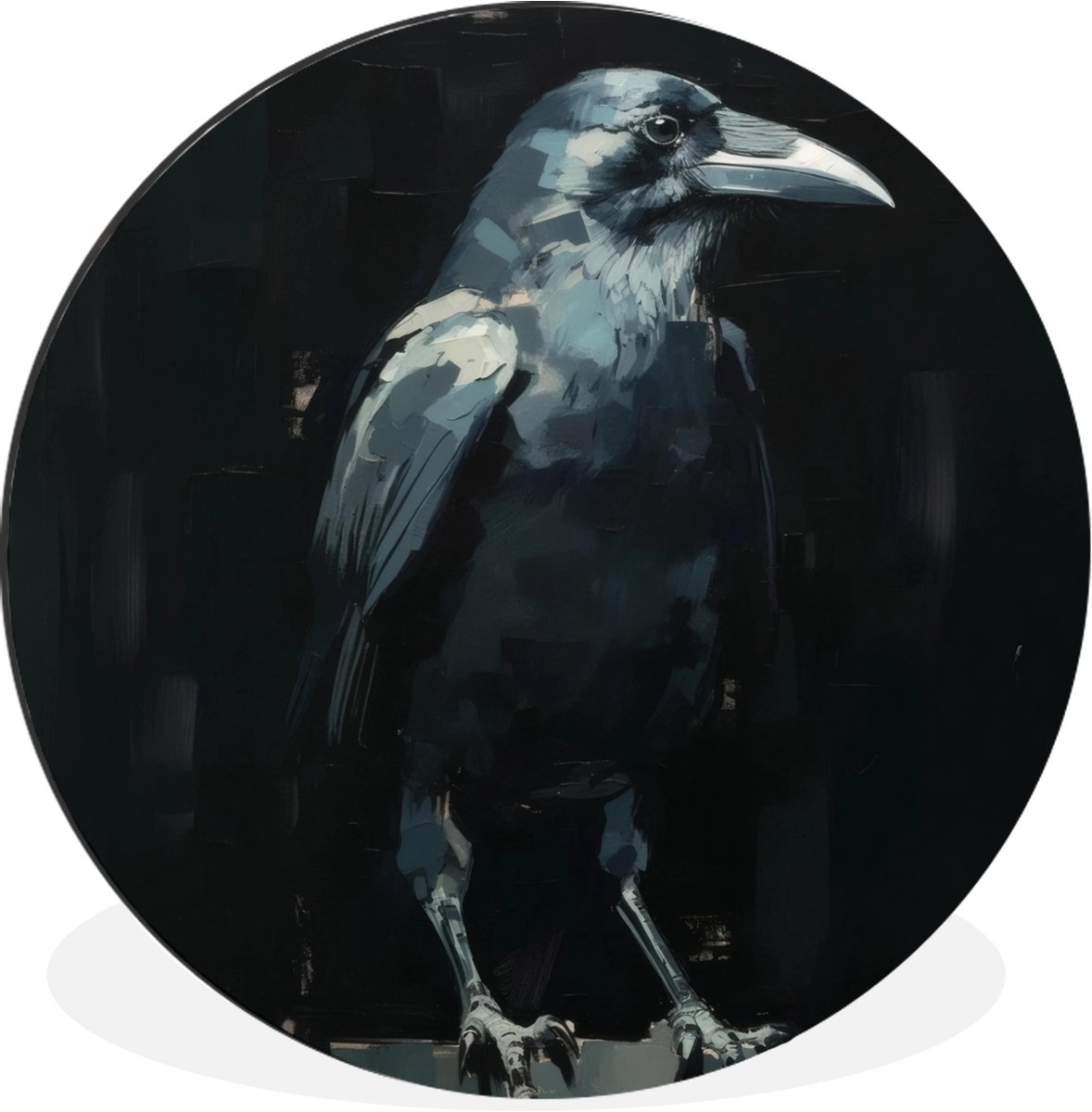 WallCircle Wandcirkel - Muurcirkel - Raaf - Vogels - Zwart - Aluminium - Dibond - 60x60 cm - Binnen en Buiten