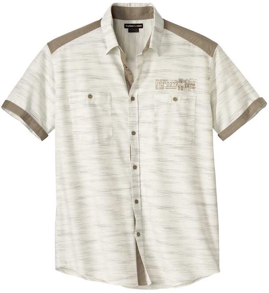 ATLAS FOR MEN - Overhemd van gevlamd Popeline Desert - Heren - Verkrijgbaar in grote maten - 4XL