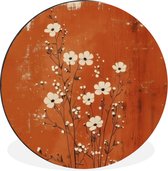 Cercle mural - Cercle mural - Fleurs - Wit - Subtil - Couleur rouille - Aluminium - Dibond - 60 x 60 cm - Intérieur et extérieur