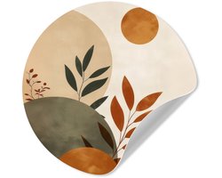 WallCircle® - Behangcirkel 100x100 cm - Muurstickers Vormen - Rond - Bladeren - Beige - Muurcirkel woonkamer - Wandcirkel slaapkamer - Kamer decoratie zelfklevend - Muurdecoratie accessoires XXL
