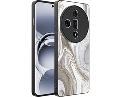 Smartphonica Telefoonhoesje Geschikt voor Oppo Find X7 Ultra met marmer opdruk - TPU backcover case marble design - Zilver geschikt voor Oppo Find X7 Ultra