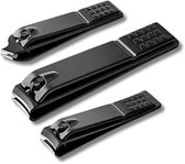 XYZ Goods - Set van 3 Zwarte Nagelknippers -  Tegen Kalknagel - Teennagelknipper - Nagelschaar - Nageltang - Anti-Slip - Verschillende Maten