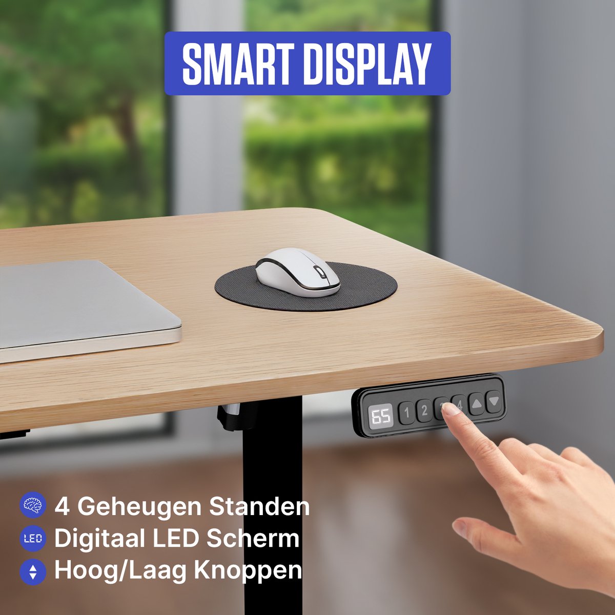 LG Stane Zit-Sta Bureau 160x80 cm – 4 Geheugens, Eiken thumbnail 2