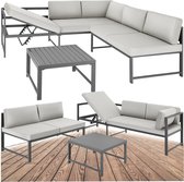 Bol.com tectake®- aluminium zitgroep voor tuin en balkon - weerbestendig - 6-voudig verstelbare rugleuning - incl. tafel & zacht... aanbieding