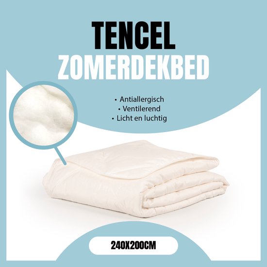 LINNICK Tencel Zomerdekbed - 100% katoen Tijk - Zomerdekbed 240x200cm - Dekbed Zomer - Lits Jumeaux - Dekbedden