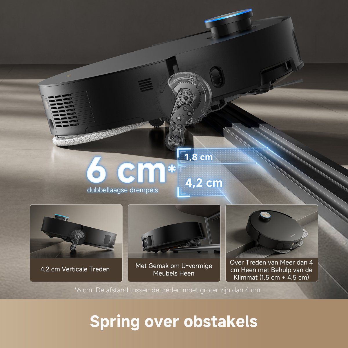 Dreame X50 Ultra Complete - Robotstofzuiger met dweilfunctie - Geschikt voor huisdierharen - Complete Accessoires kit - Eenvoudig schoonmaken van laag meubilair - Zwart — afbeelding 4