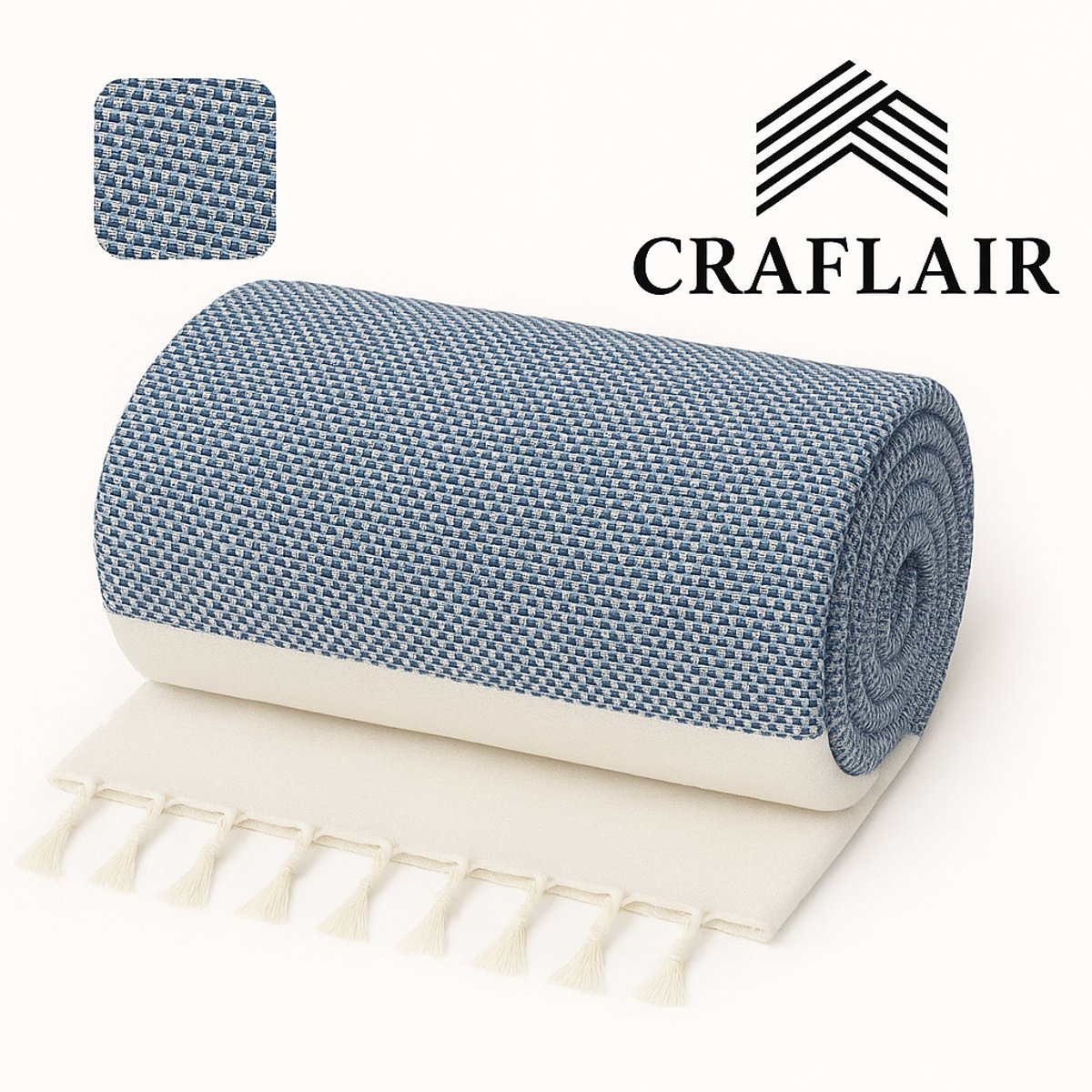 CRAFLAIR Hamamdoek Urban Charcoal – 200 × 100 cm – Lichtgewicht & Sneldrogend – Fouta voor Strand, Sauna & Reizen – 100% katoen
