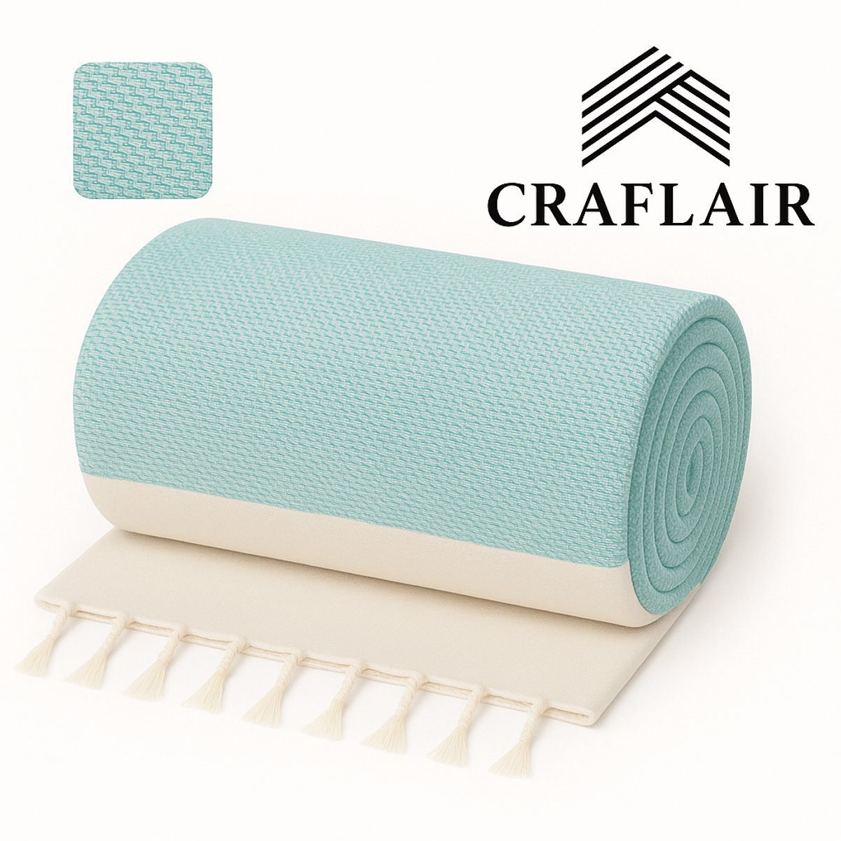 Craflair Hamamdoek Aqua Breeze – Fouta 200×100cm – Zacht & Lichtgewicht – Sneldrogend – Sauna & Strand – 100% Katoen