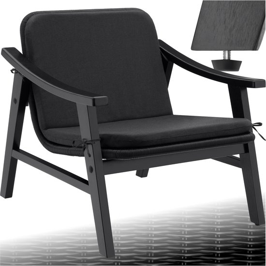 Chaise de jardin tectake® | Chaise rembourrée en osier pour balcon | Fauteuil d'extérieur en osier | Capacité de charge jusqu'à 150 kg