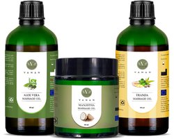 Vanan Abhyanga Massageolie - Aloë Vera, Eranda & Manjistha - Massageoliën voor hydratatie, herstel & glans - 3 x 100ml - 100% Natuurlijke Ayurvedische Mix