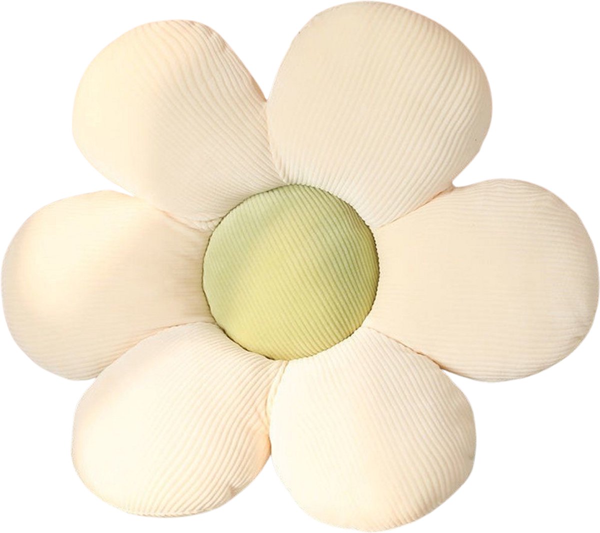 Bloem kussen Wit/Groen - Sierkussen - Aesthetic room decor - Bloemvormig kussen - 50 x 50 cm