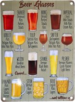 Wandbord – Beer Glasses – Bier Drinken - Retro - Wanddecoratie – Reclame bord – Restaurant – Kroeg - Bar – Cafe - Horeca – Metal Sign – 20x30cm