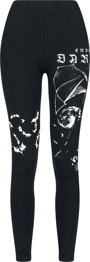 Leggings noirs Gothicana à imprimé chauve-souris intégral pour femme - S