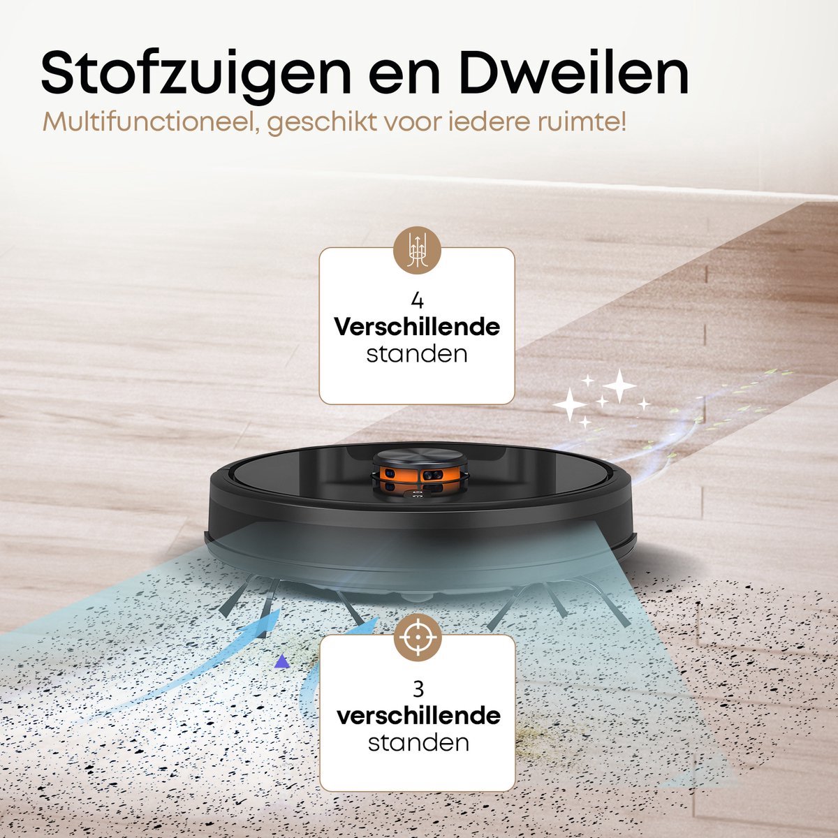 Afbeelding 2 van Lugia G7 - Robotstofzuiger met Dweilfunctie - Robotstofzuiger met Laadstation - Automatisch Leegstation - LIDAR laser navigatie - Voor Huisdieren