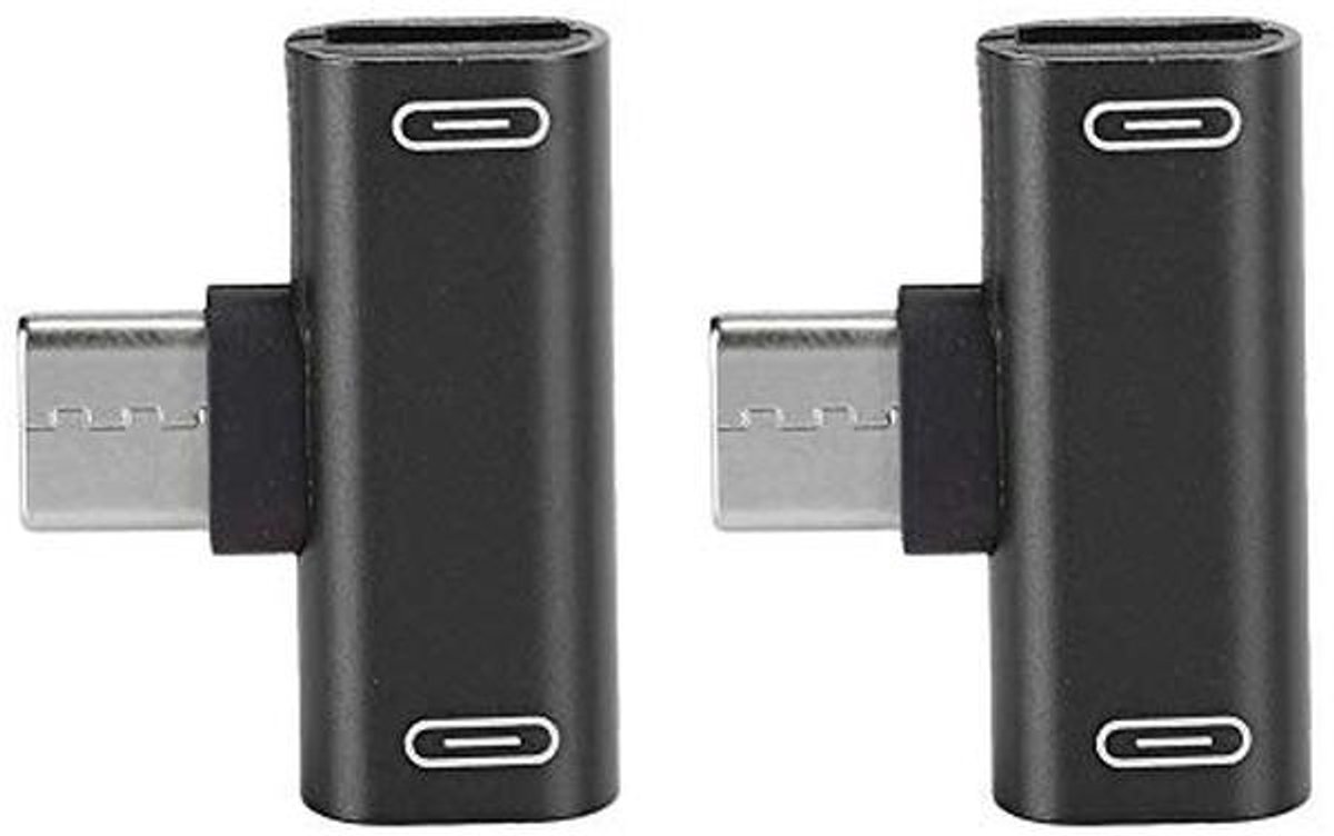 USB C 2-in-1 Splitter voor Opladen en Audio - 2 Stuks