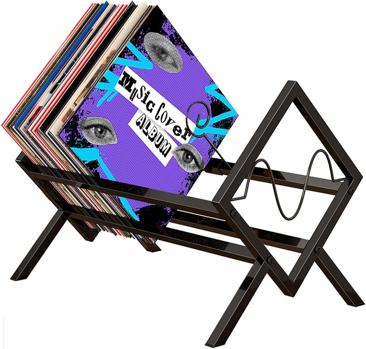 Vinyl Platenopslag en Stand voor 80-100 LP's - Geometrisch Design en Duurzaam