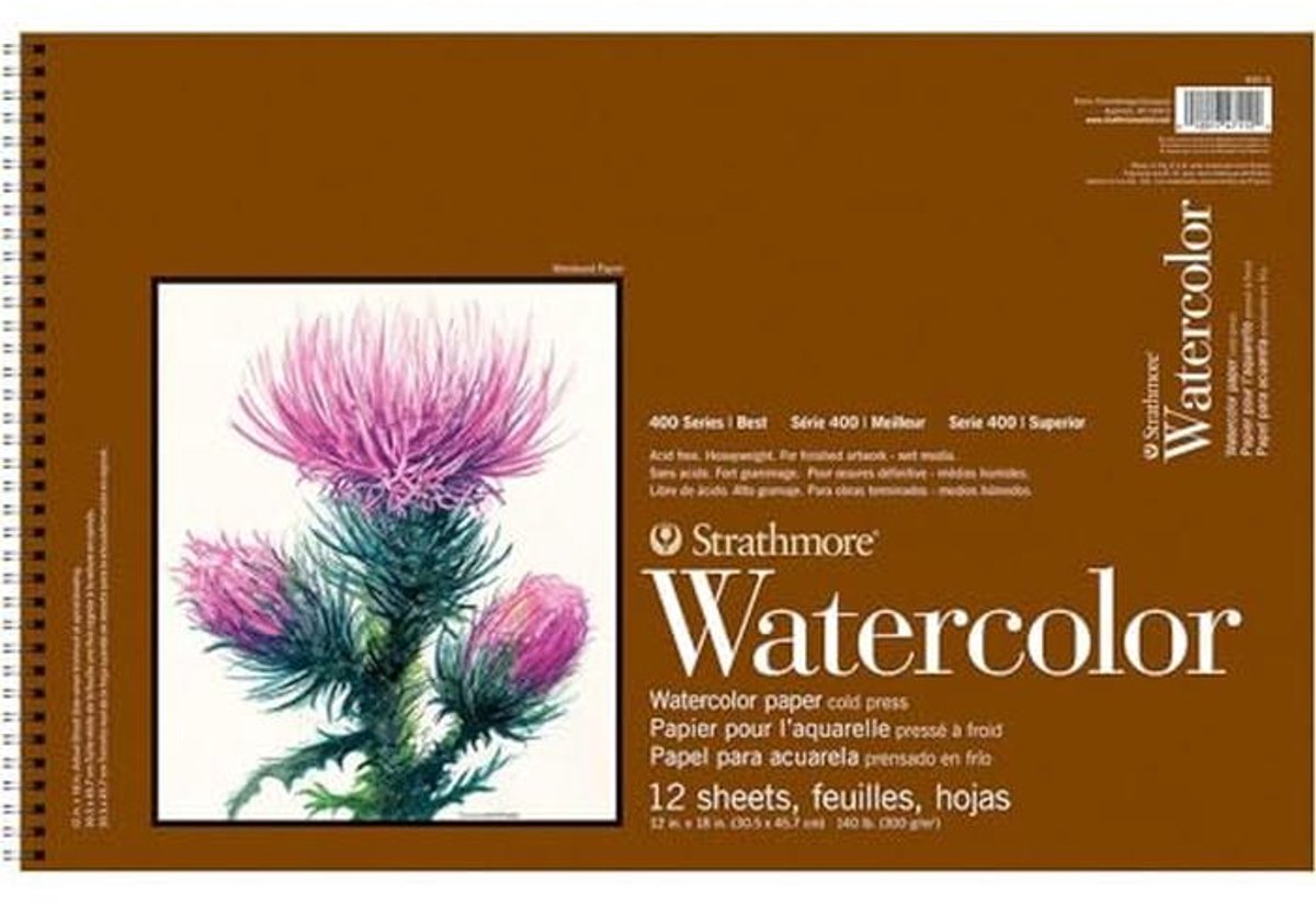 Aquarel Papier Blok 12" x 18" - 150lbs Koude Druk - 12 Vellen
