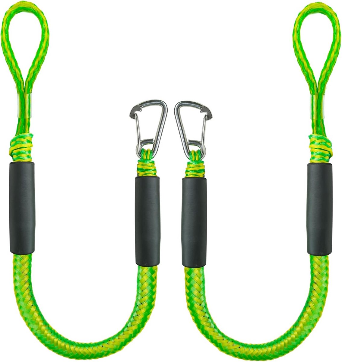 Bungee Dock Line - Boottouwen voor Mooring met RVS Clip - Set van 2 (Groen, 8 voet)