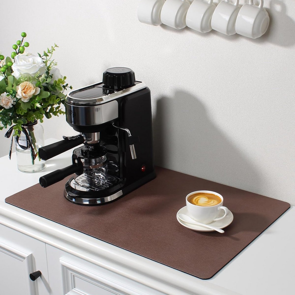 Grote Sneldrogende Afdruipmat (60x40 cm) - Absorbend Onderlegger voor Koffiezetapparaat, Spoelbak en Aanrecht
