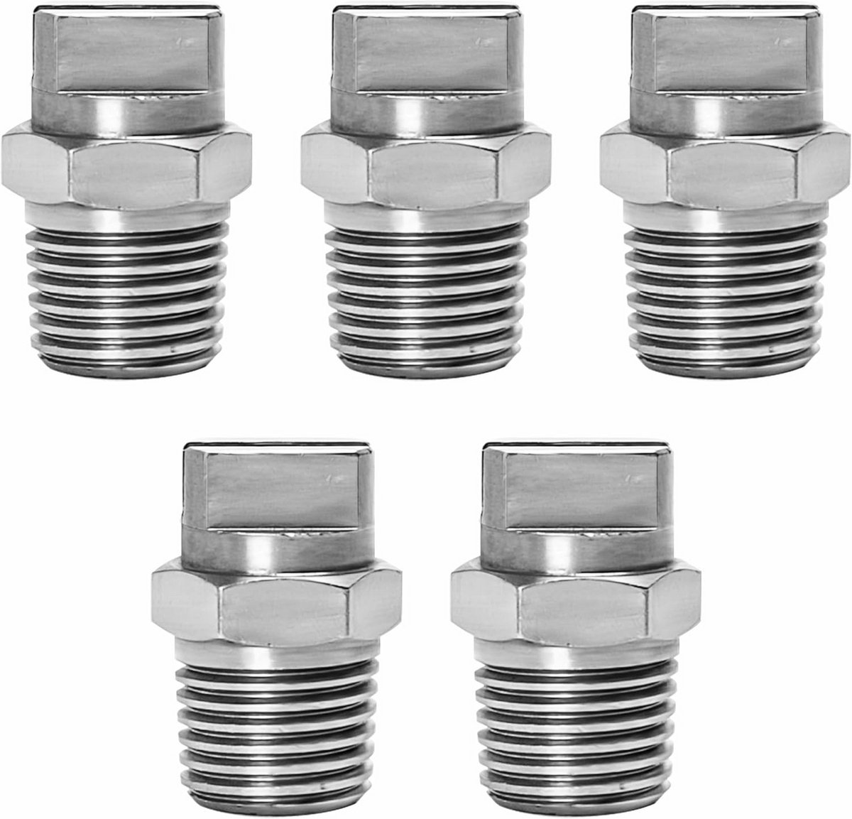 Hogedrukreiniger spuittips - 5 stuks platte mondstukken met 1/4BSPT buitendraad - 65 graden en 2 mm opening - Eenvoudig te installeren