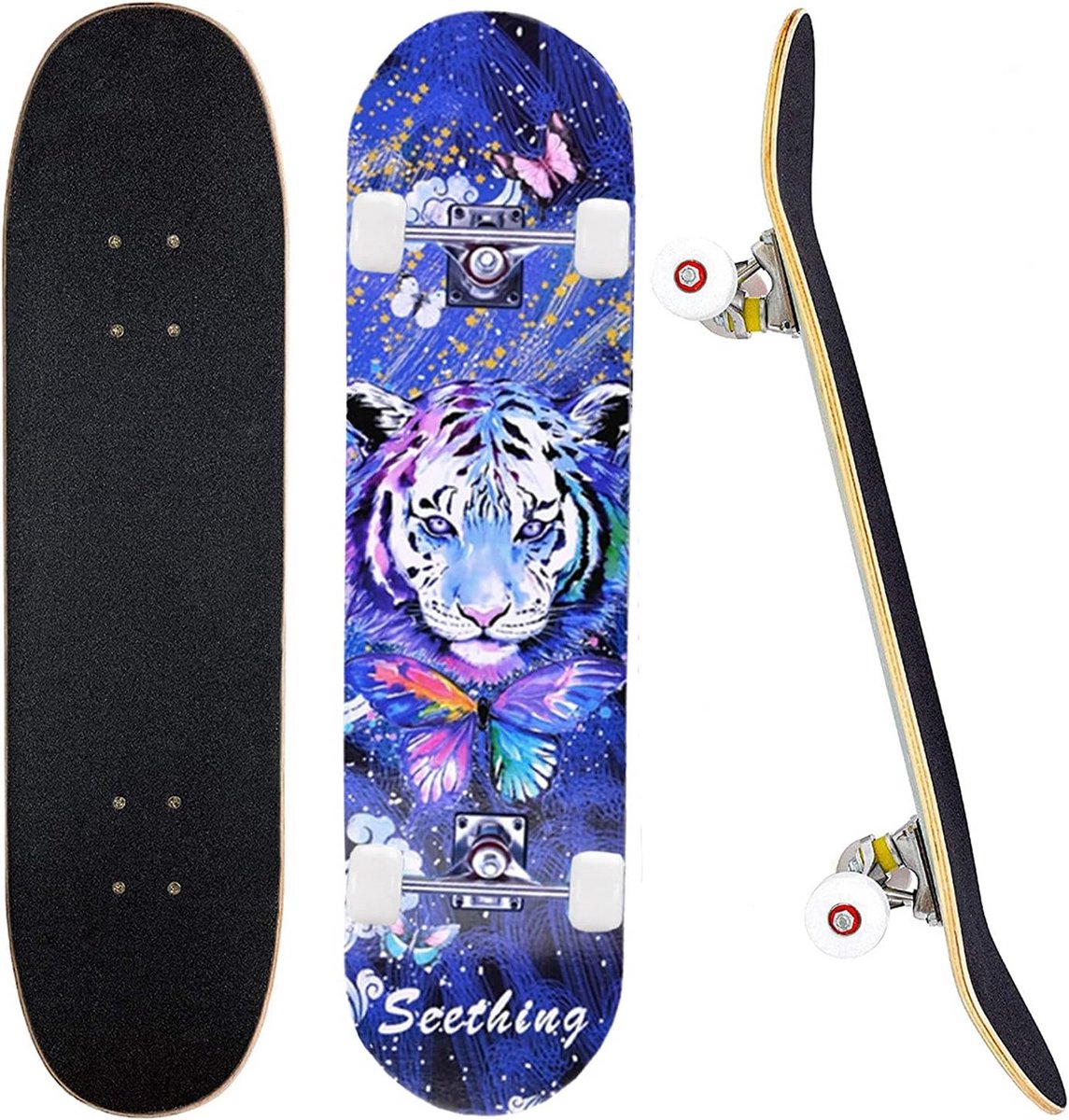 Compleet Skateboard 31″ x 8″ voor Beginners en Tieners 7 Laags Esdoorn Deck met Double Kick