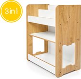 SoBuy Kinderen boekenkast kinderrek krantenstandaard met 4 opbergvakken opbergrek voor kinderen boekenrek hangrek grijs-natuur BHT ca. 61x71x30cm KMB106-HG