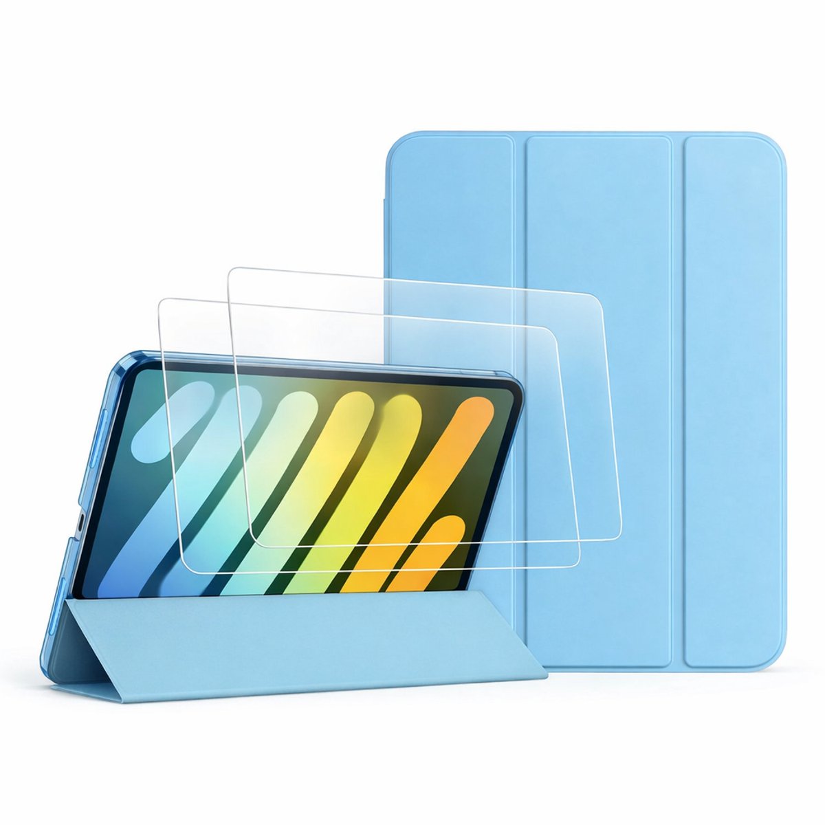 Zandarix Geschikt voor Apple iPad A16 (2025) - Automatische Slaap/Waak Functie - Slank Hard - Book Case - Tablethoes - Met 2 Screenprotectors - Hemelsblauw