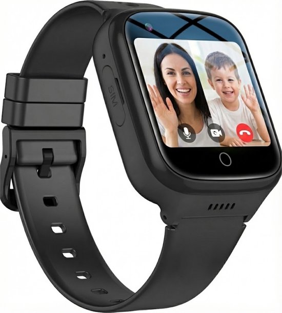 ISHIVA® GPS Horloge Kind geschikt voor Simkaart (4G GPS)–Smartwatch Kinderen met HD-camera & Videobellen - Kinder Smartwatch -1000 mAh Long Battery–IP65 Waterdicht–SOS Knop–School Mode-Veilige Zones-GPS Tracker–2 Jaar Garantie–Zwart