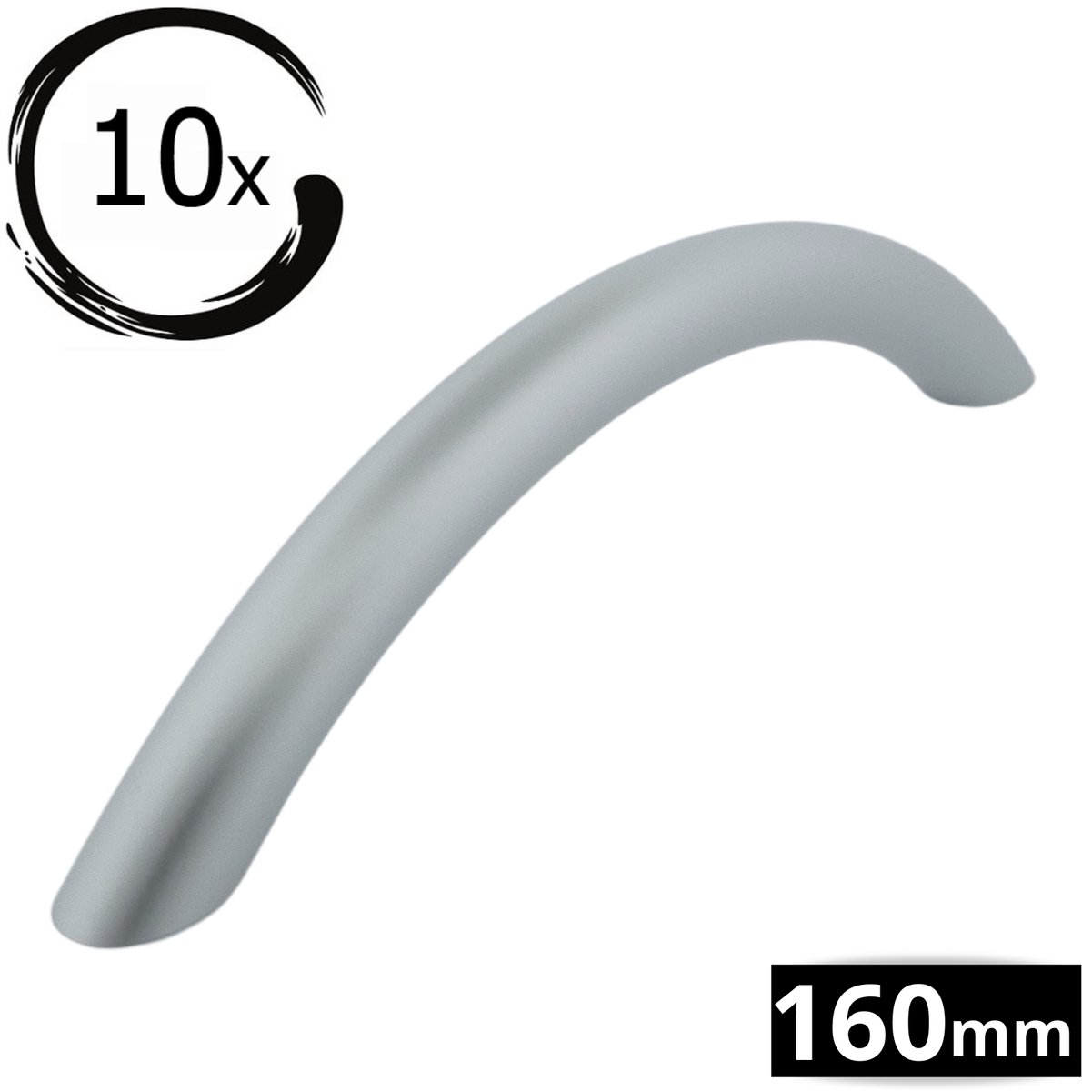10X Handgrepen Aluminium - Boormaat 160mm - Greepjes - Handgreep - Handgrepen keukenkastjes - Handvatten - Meubelgreep Aluminium - Handgrepen voor deurtje