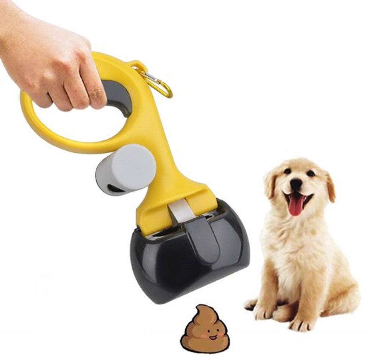 Hondenpoep schepje - Handig Formaat - Compact - met Zakjes - Draagbaar - Zwart met geel - Poepschep voor honden - Hondenpoepschepper - Dog Pooper schep - Huisdier poep schepje - Poepgrijper hond - Hondenpoepgrijper -