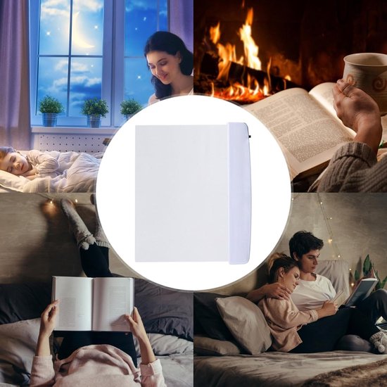 Platte LED-leeslamp voor thuis, ideaal om 's nachts in bed te lezen, heldere LED-paginaverlichting, bladwijzerverlichting voor leesdoeleinden, draadloos (wit) — afbeelding 4