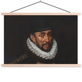 Posterhanger incl. Poster 60x40 cm - Schoolplaat - Willem van Oranje - Adriaen Thomasz - Textielposter - Blanke latten