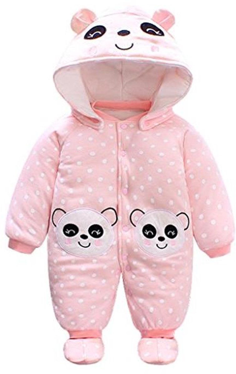 Dikke Babyoverall met Capuchon en Footies - Jumpsuit voor Meisjes en Jongens - Winter Romper en Sneeuwpak