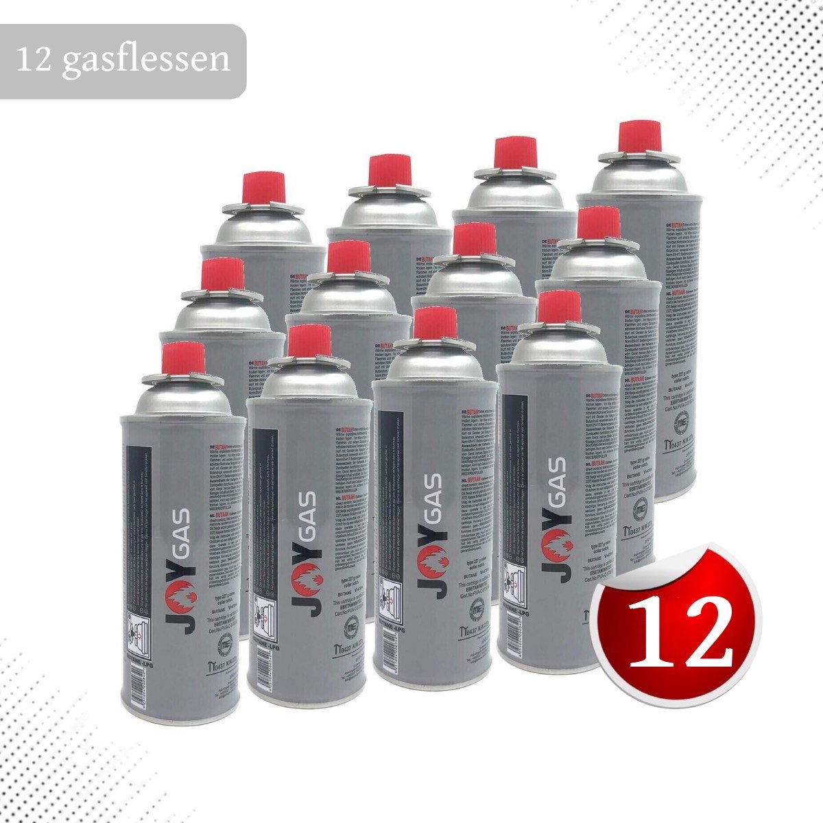 Gas Cartridge - Butaangas Navulling voor Gasflessen en Gasbussen - Butaangaspatronen - Geschikt voor Koken - Camping en Verwarming - 227g - 12 Stuks