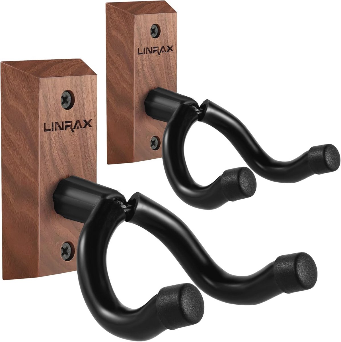 Guitar Wall Mount Set - 2 Stuks, Wandbeugel voor Gitaar, Muziekinstrumenten Houder, Zwart Walnoot Design