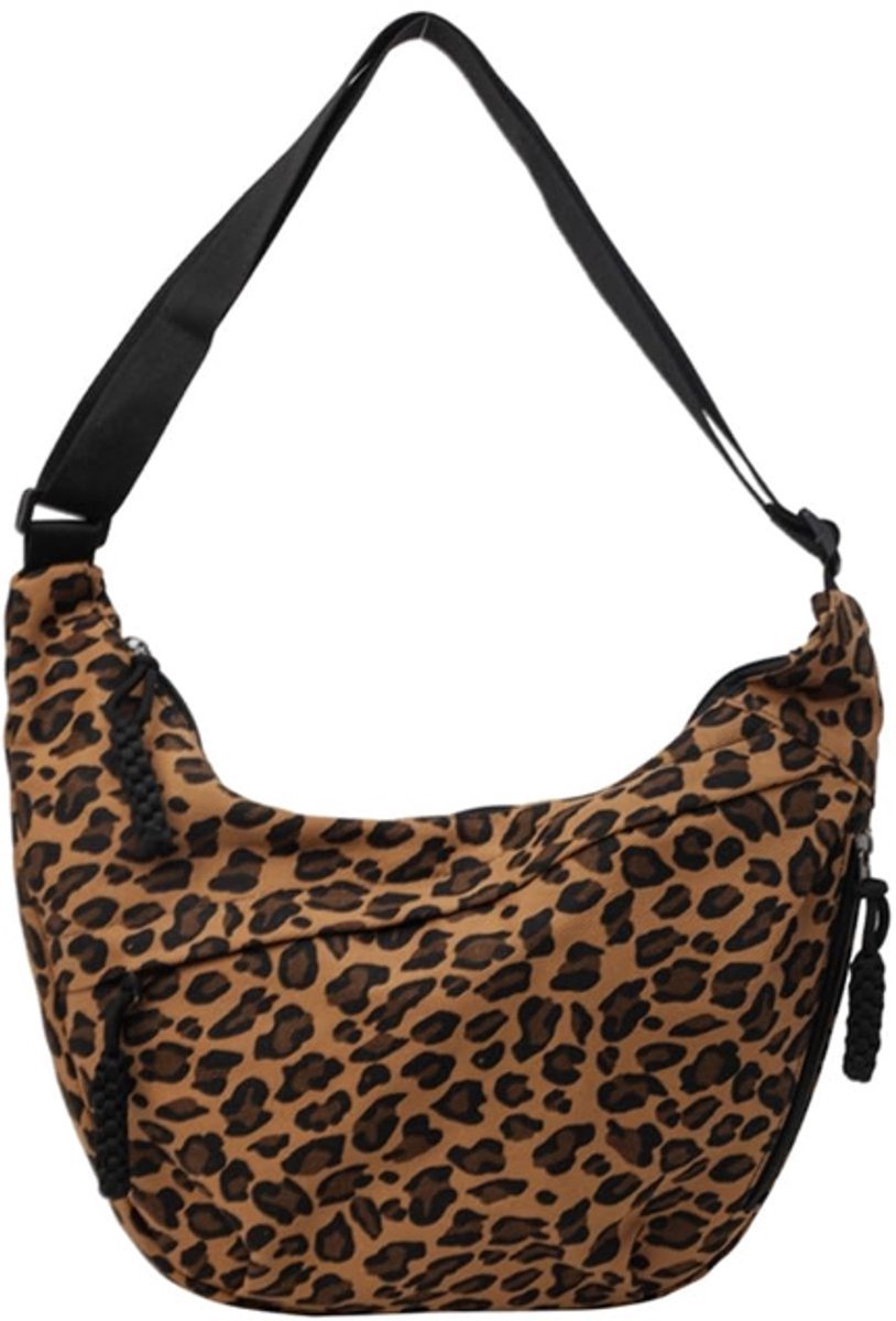 Dames Knoedeltas Met Luipaardprint, Schoudertas, Crossbodytas, Luipaardprint (Bruin)