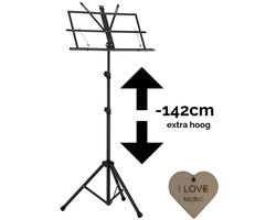 Extra Hoge Lessenaar tot 150 cm – Opklapbare Muziekstandaard voor Bladmuziek – Met Draagtas & Specter Sleutelhanger