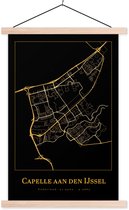 Posterhanger incl. Poster 120x180 cm - Schoolplaat - Kaart - Capelle aan den IJssel - Goud - Zwart - Textielposter - Blanke latten